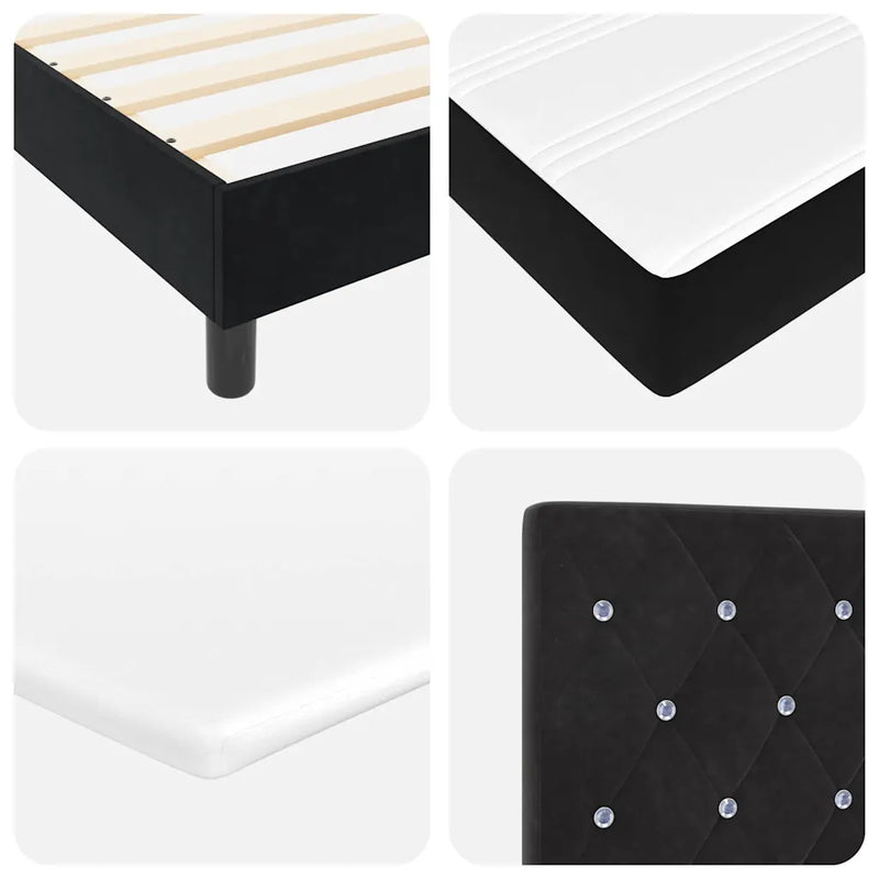 Box Spring Bed Black and White 152 x 203 cm Velvet