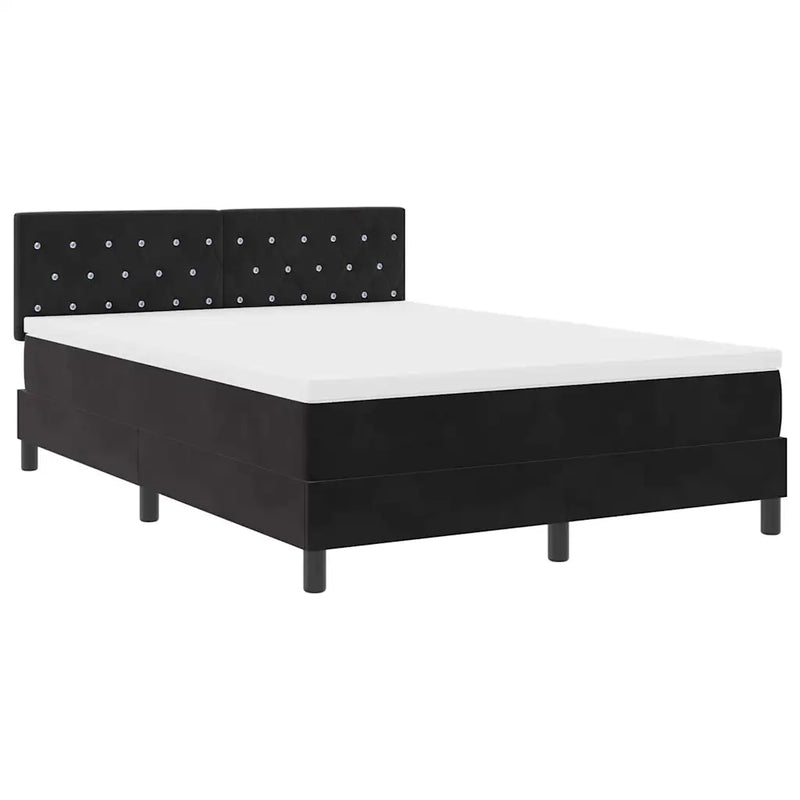 Box Spring Bed Black and White 152 x 203 cm Velvet