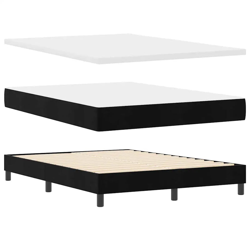 Box Spring Bed Black and White 152 x 203 cm Velvet