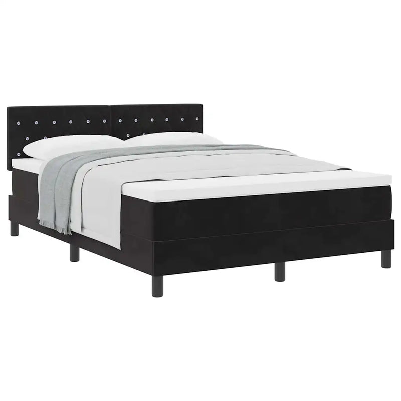 Box Spring Bed Black and White 152 x 203 cm Velvet