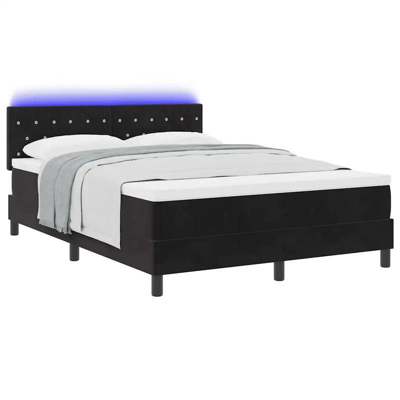 Box Spring Bed Black and White 152 x 203 cm Velvet