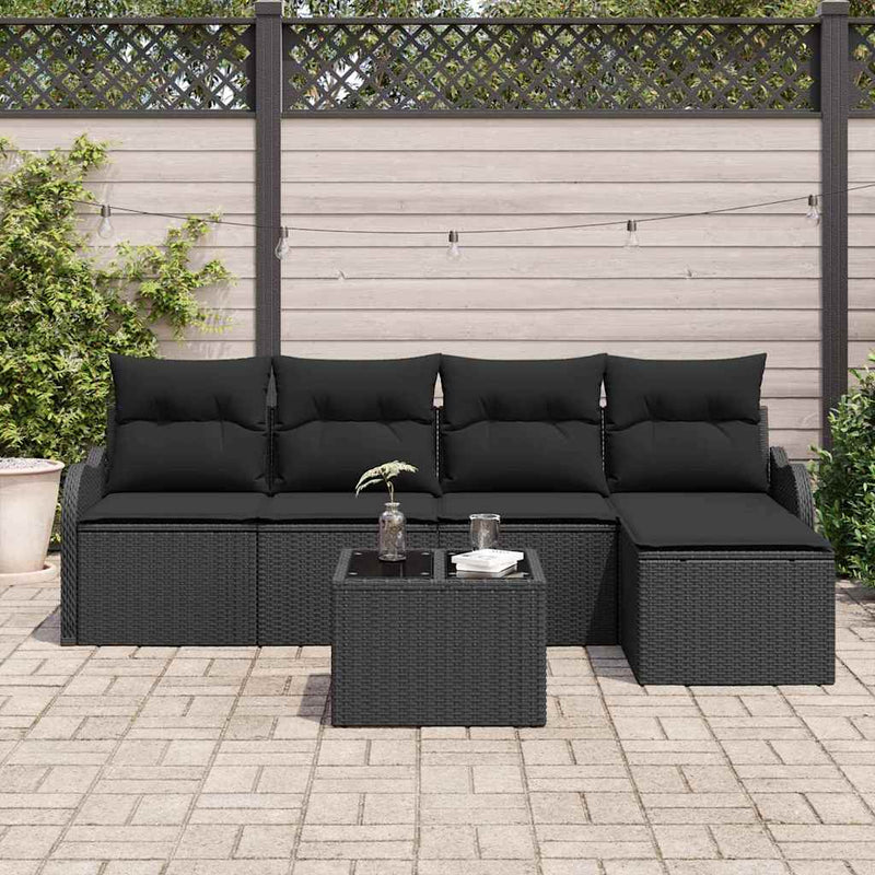 vidaXL Garden Sofa Set with Cushion 6 pcs Beige Poly rattan