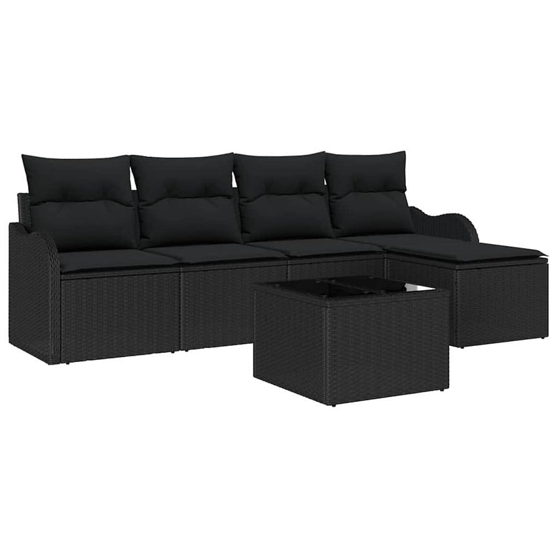 vidaXL Garden Sofa Set with Cushion 6 pcs Beige Poly rattan