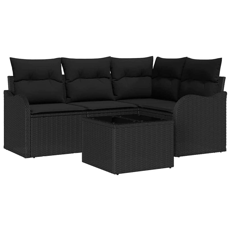 vidaXL Garden Sofa Set with Storage 5 pcs Beige Poly Rattan