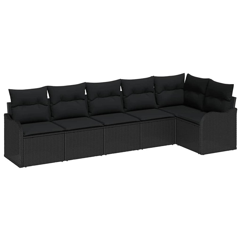 vidaXL Garden Sofa Set with Cushion 6 pcs Black Poly rattan
