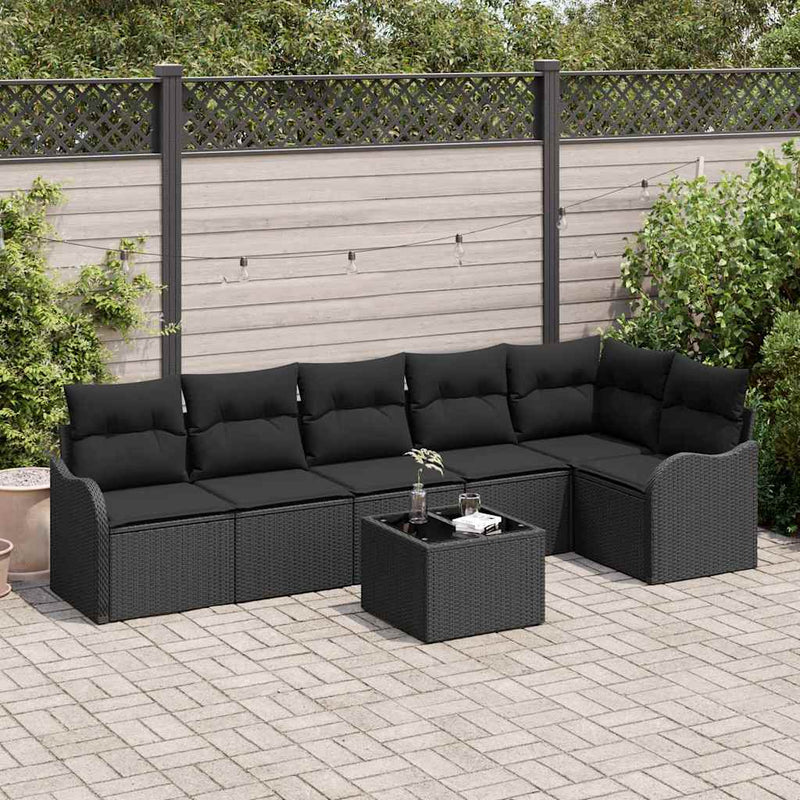 vidaXL Garden Sofa Set with Cushion 7 pcs Beige Poly rattan