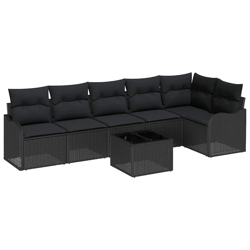vidaXL Garden Sofa Set with Cushion 7 pcs Beige Poly rattan