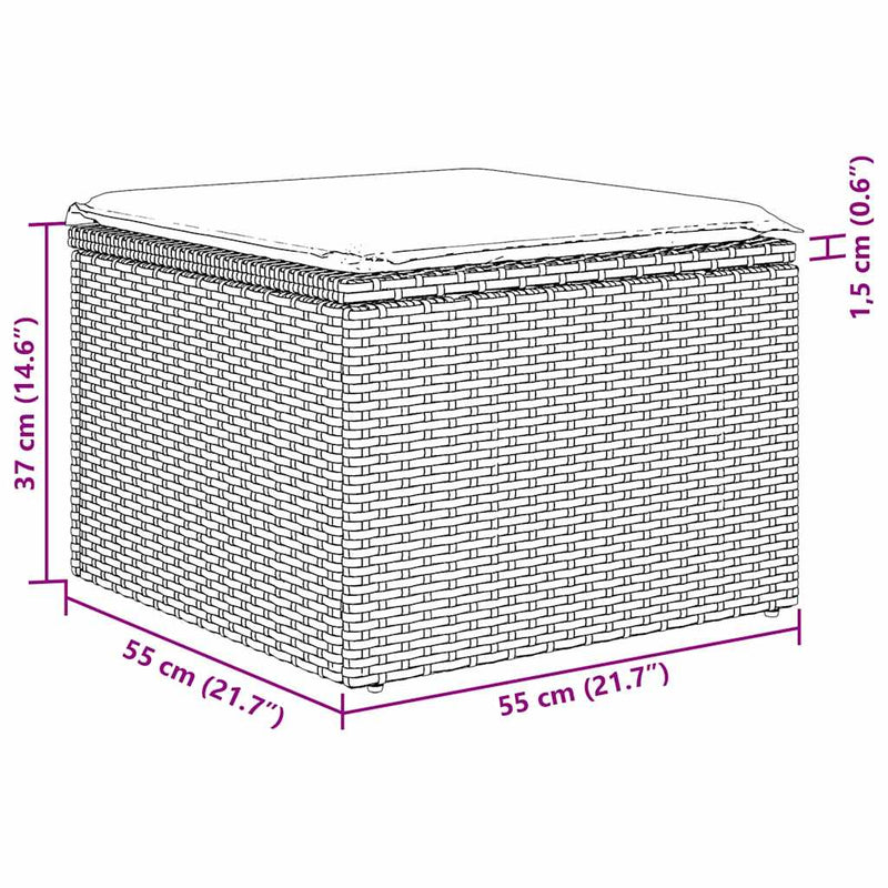 vidaXL Garden Sofa Set with Cushion 5 pcs Grey Poly rattan