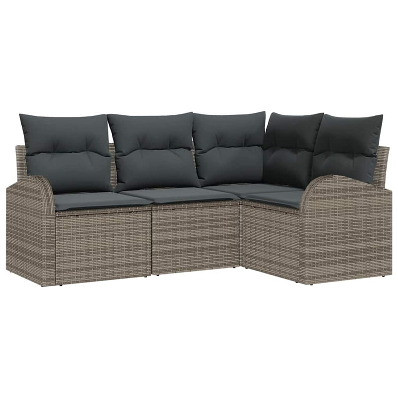 vidaXL Garden Sofa Set with Cushion 4 pcs Grey Poly rattan