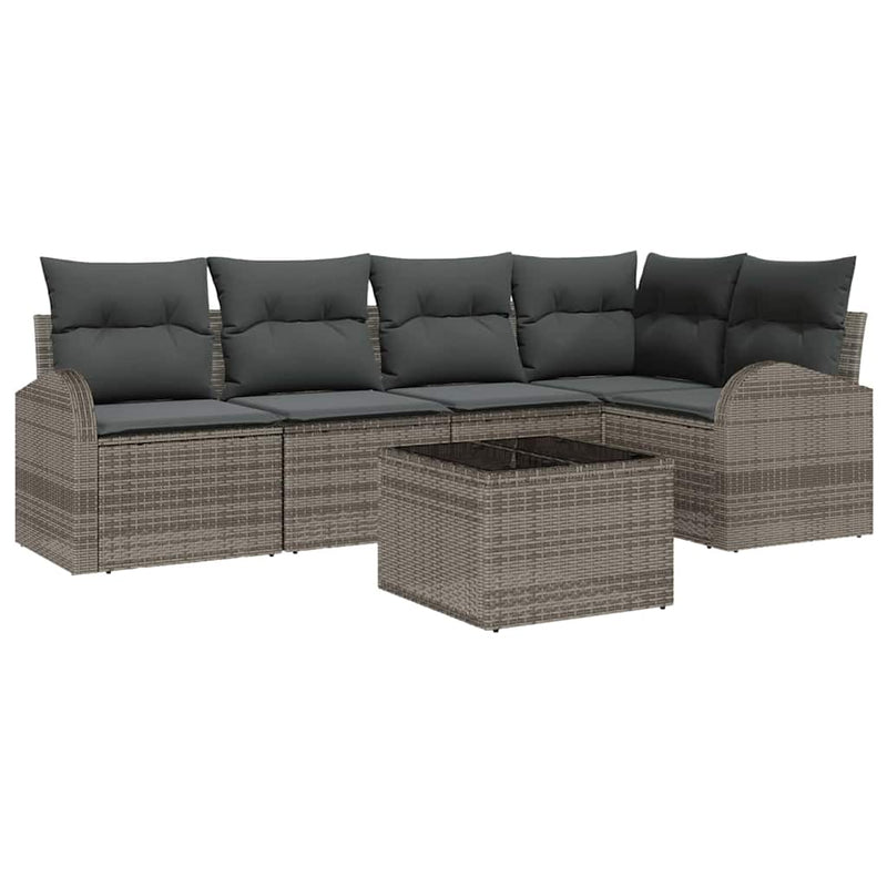 vidaXL Garden Sofa Set with Cushion 6 pcs Grey Poly rattan