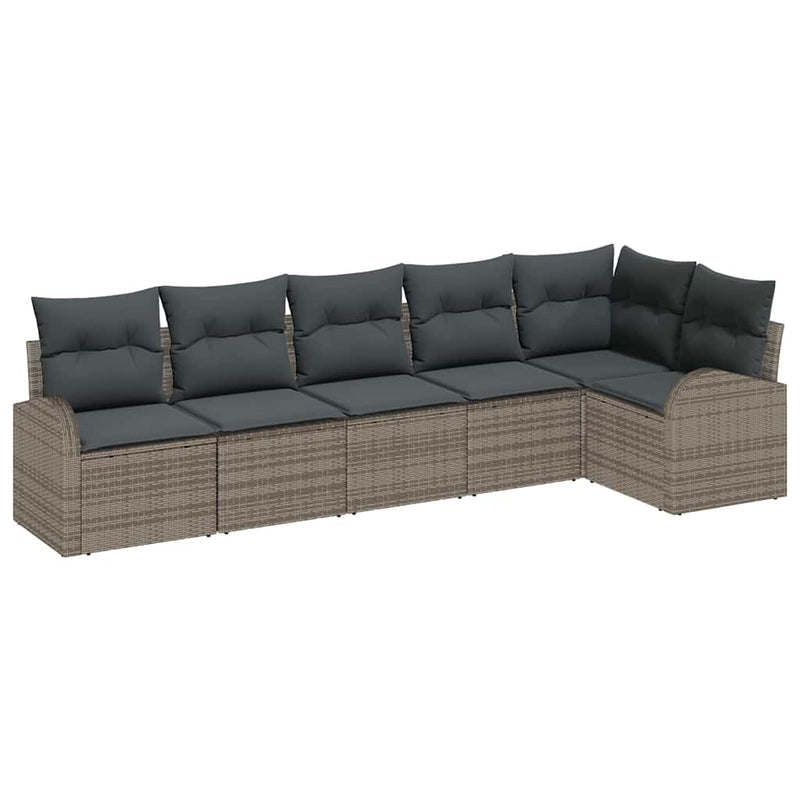 vidaXL Garden Sofa Set with Cushion 6 pcs Grey Poly rattan