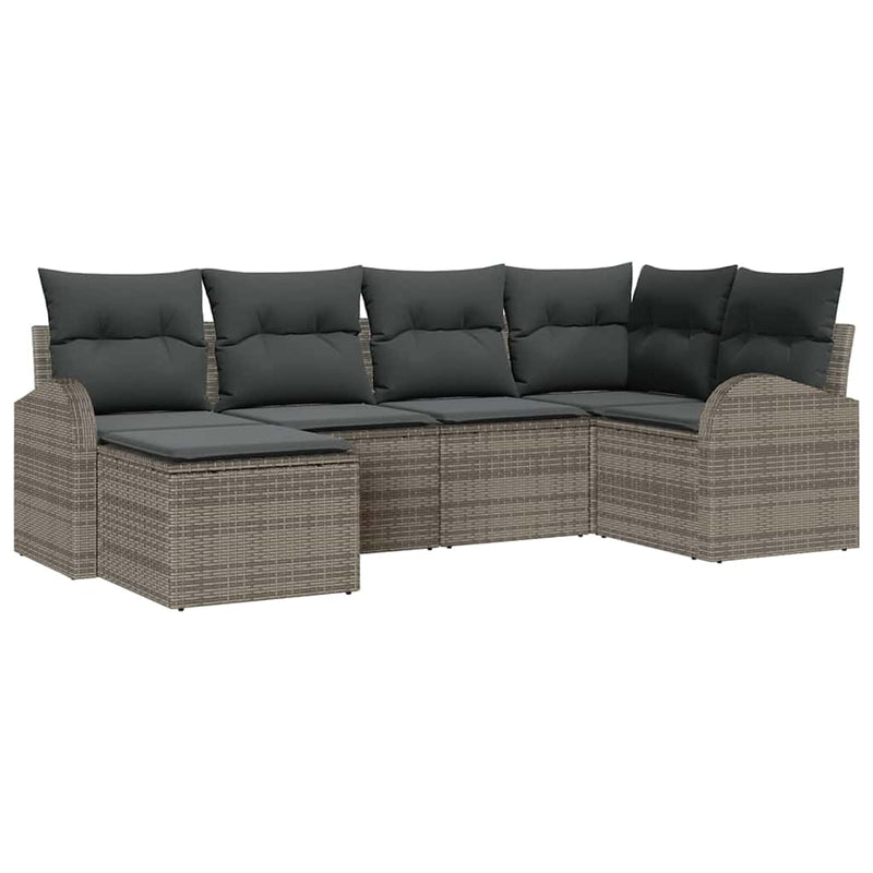 vidaXL Garden Sofa Set with Cushion 6 pcs Grey Poly rattan