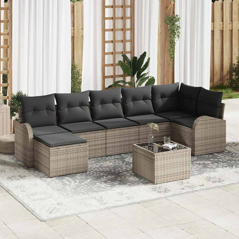 vidaXL Garden Sofa Set 8 pcs Grey Poly rattan
