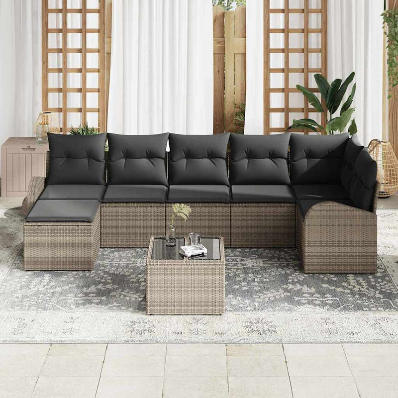 vidaXL Garden Sofa Set 8 pcs Grey Poly rattan