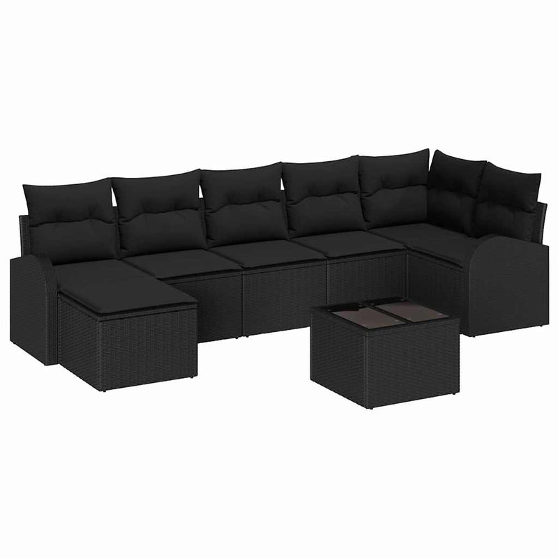 vidaXL Garden Sofa Set 8 pcs Black Poly rattan