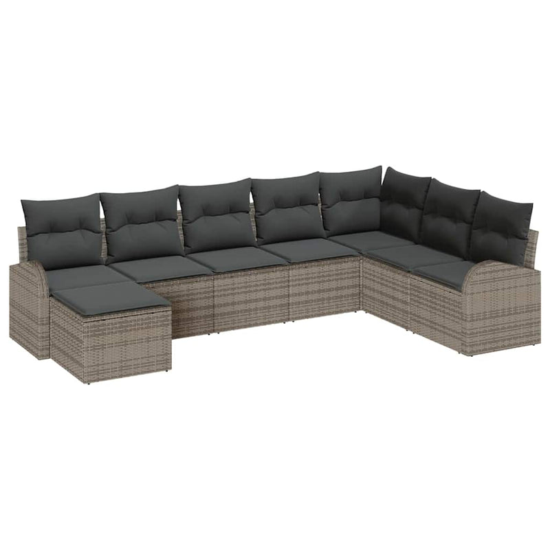vidaXL Garden Sofa Set with Cushion 8 pcs Grey Poly rattan