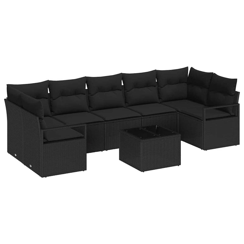 vidaXL Garden Sofa Set Manual 8 pcs Black Poly Rattan, Steel and Glass