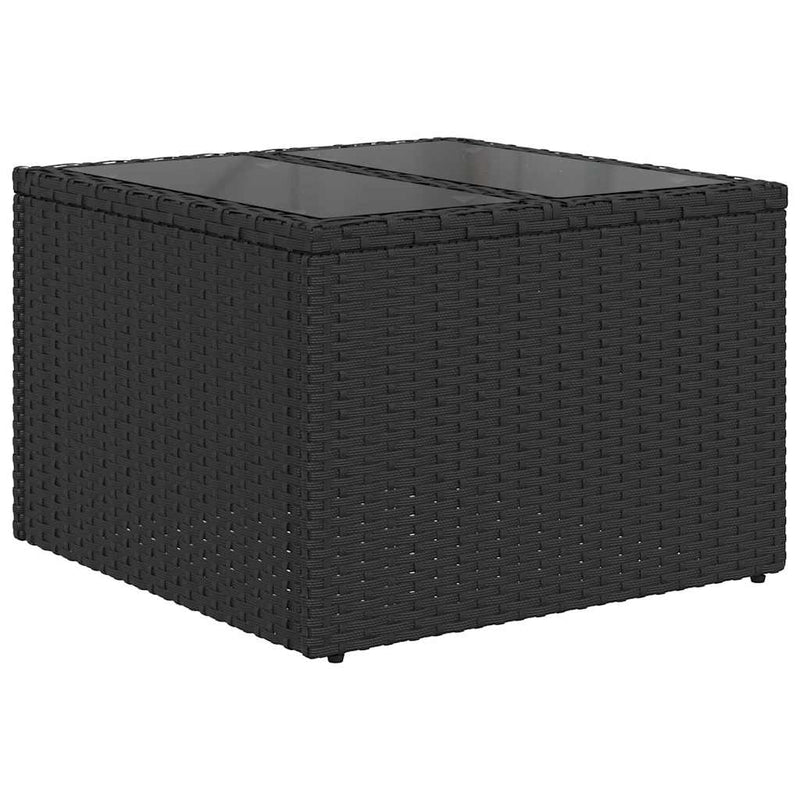 vidaXL Sofa Set with Cushion with Storage 9 pcs Black Poly Rattan