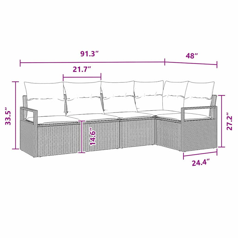 vidaXL Garden Sofa Set 6 pcs Black Poly Rattan and Powder-Coated Steel