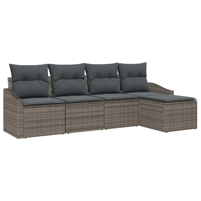 vidaXL Garden Dining Set 5 pcs Grey Poly Rattan, Powder-Coated Steel