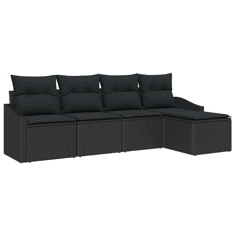vidaXL Garden Dining Set with Cushion with Storage 5 pcs Black