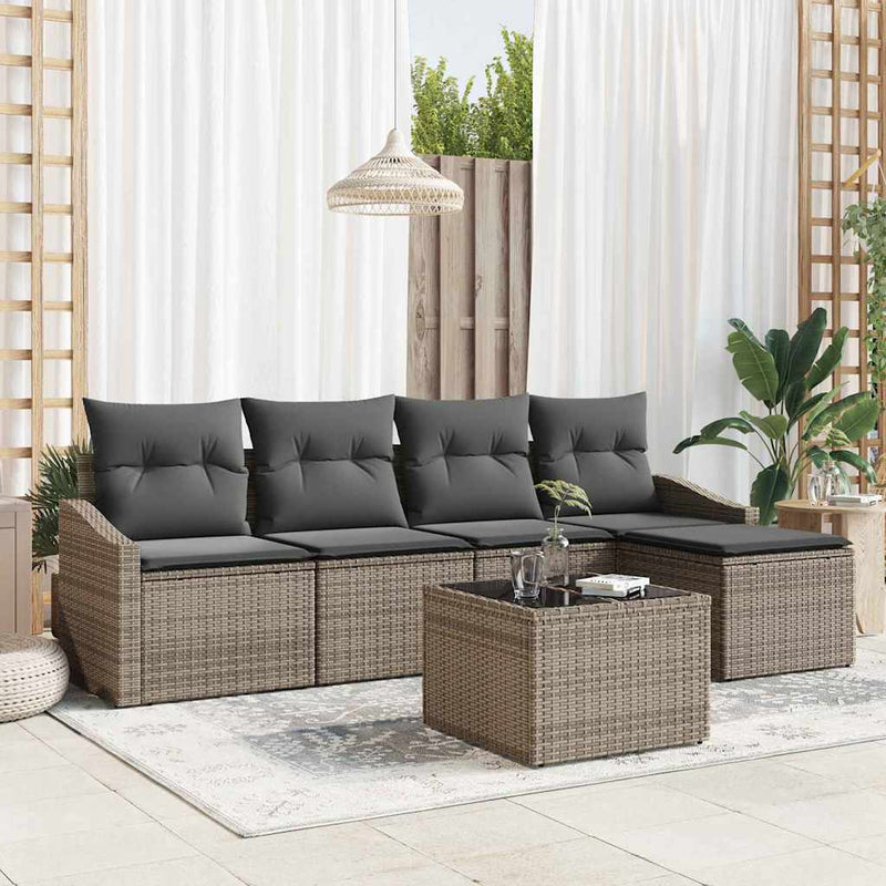 vidaXL Garden Dining Set with Cushion with Storage 6 pcs Light Grey