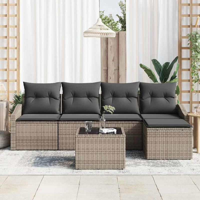 vidaXL Garden Dining Set with Cushion with Storage 6 pcs Light Grey