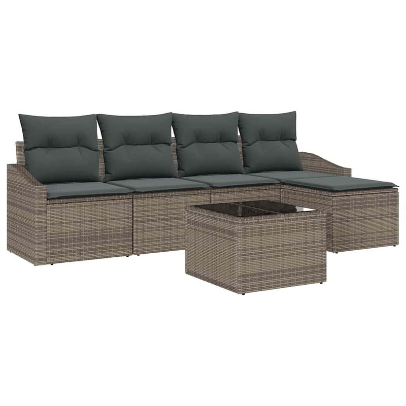 vidaXL Garden Dining Set with Cushion with Storage 6 pcs Light Grey