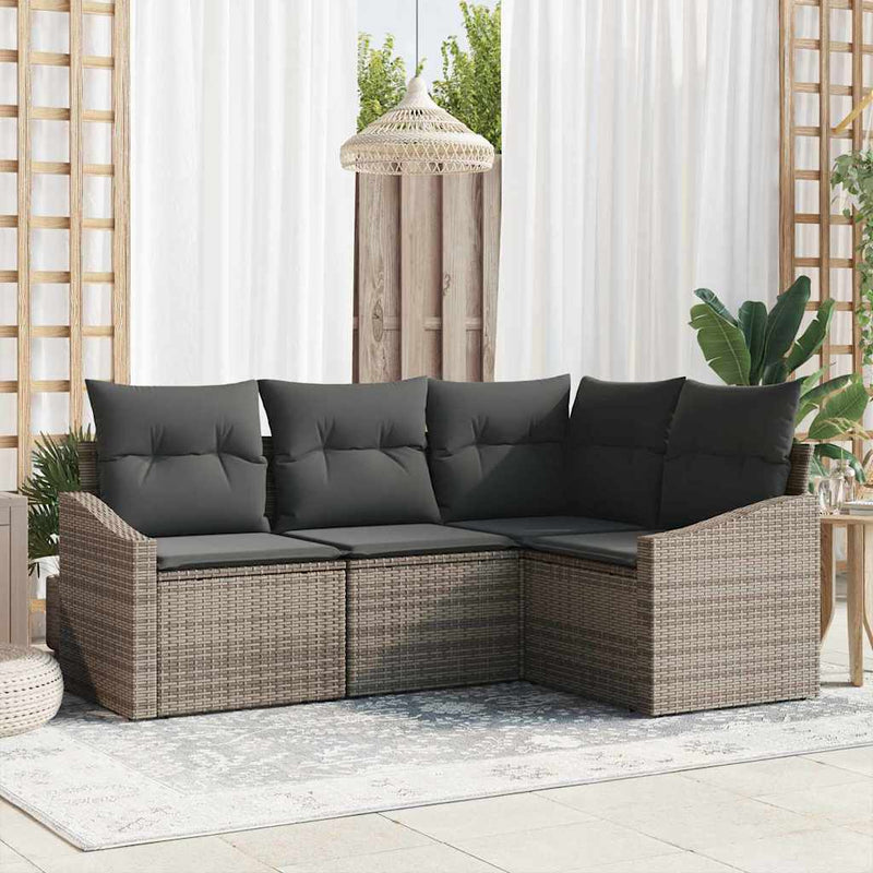 vidaXL Garden Dining Set with Cushion with Storage 4 pcs Grey