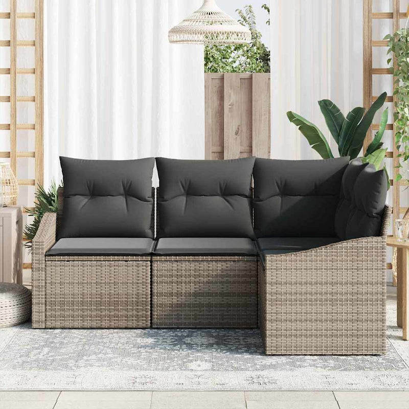 vidaXL Garden Dining Set with Cushion with Storage 4 pcs Grey