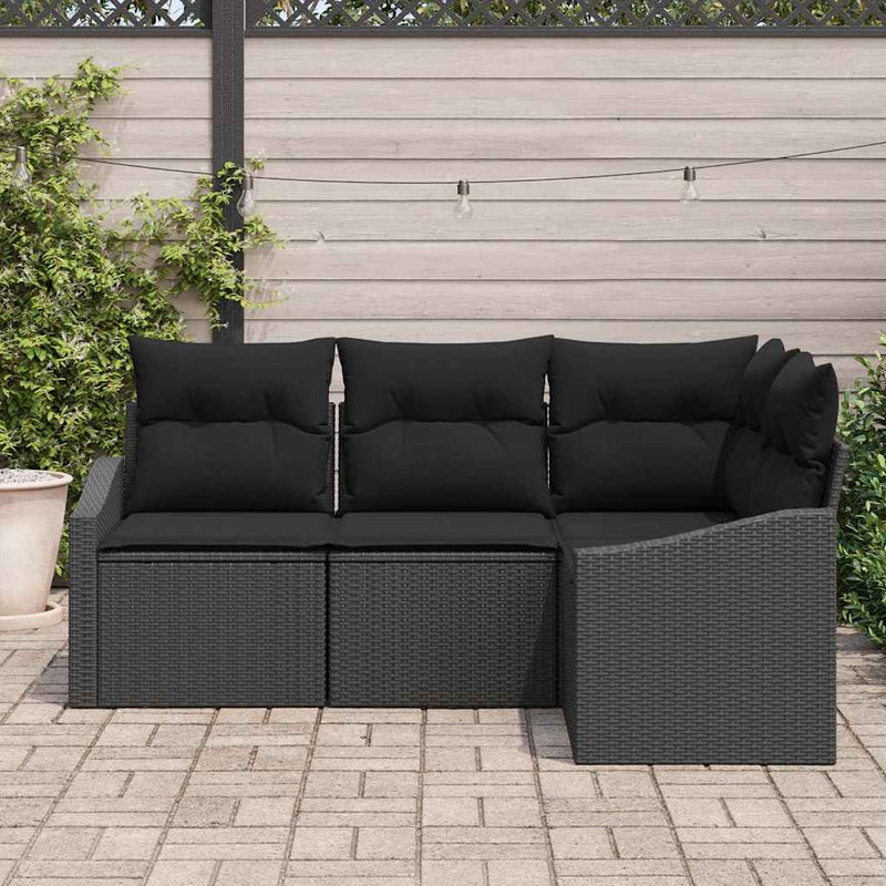 vidaXL Garden Dining Set 4 pcs Black Poly Rattan, Powder-Coated Steel