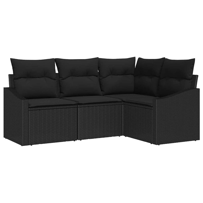 vidaXL Garden Dining Set 4 pcs Black Poly Rattan, Powder-Coated Steel