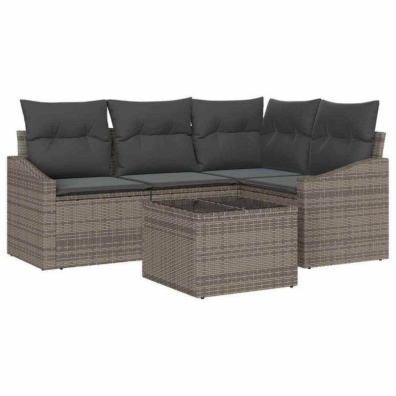 vidaXL Garden Dining Set with Cushion with Storage 5 pcs Light Grey