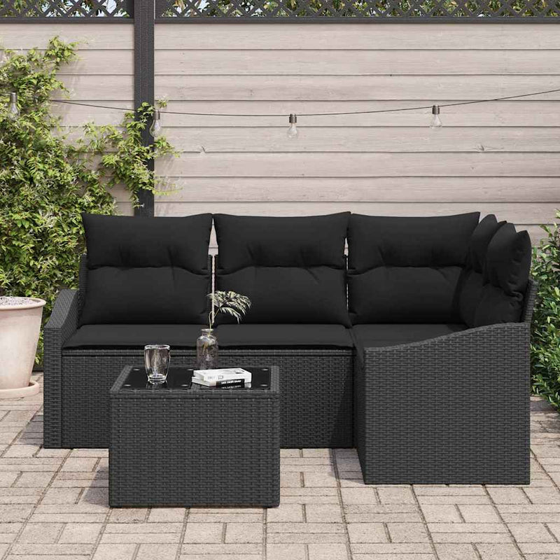 vidaXL Garden Dining Set with Cushion with Storage 5 pcs Black