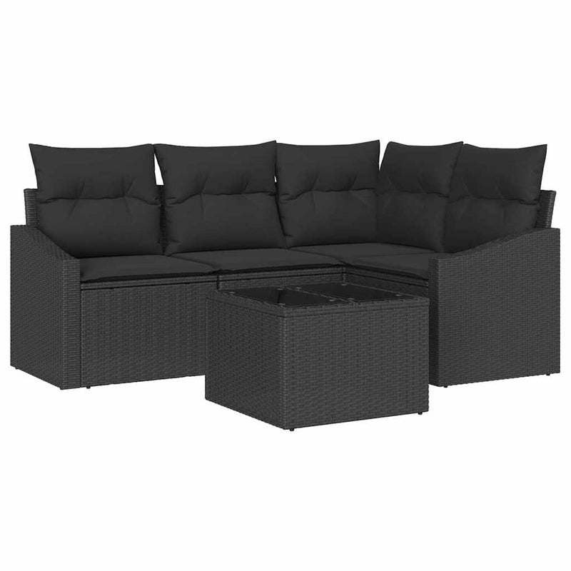 vidaXL Garden Dining Set with Cushion with Storage 5 pcs Black