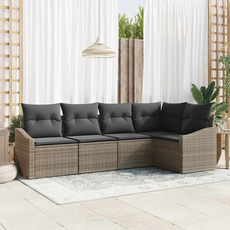 vidaXL Garden Dining Set with Cushion with Storage 5 pcs Grey