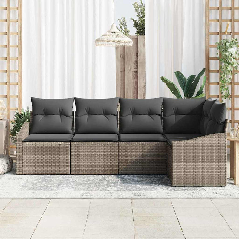 vidaXL Garden Dining Set with Cushion with Storage 5 pcs Grey