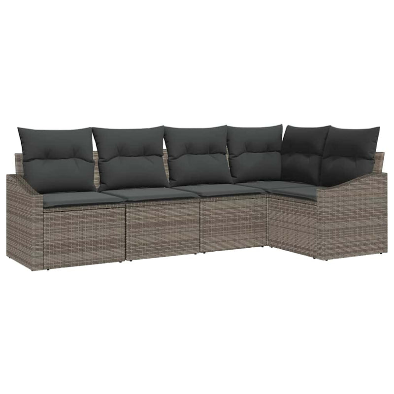 vidaXL Garden Dining Set with Cushion with Storage 5 pcs Grey
