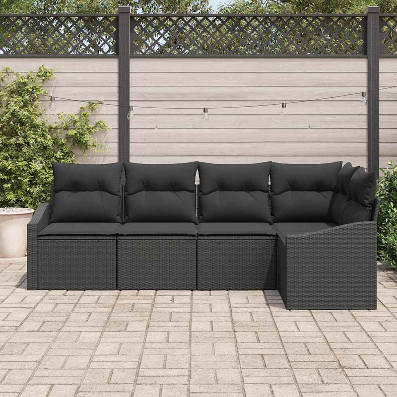 vidaXL Garden Dining Set with Cushion with Storage 5 pcs Black