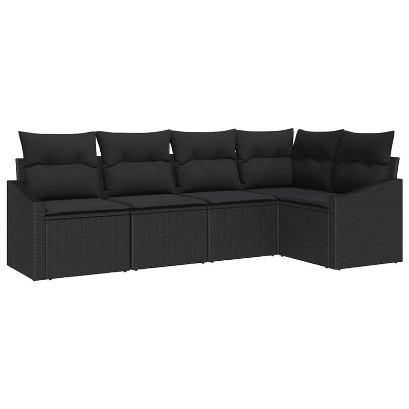 vidaXL Garden Dining Set with Cushion with Storage 5 pcs Black