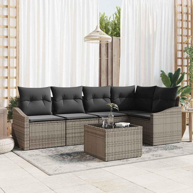 vidaXL Garden Dining Set with Cushion with Storage 6 pcs Light Grey