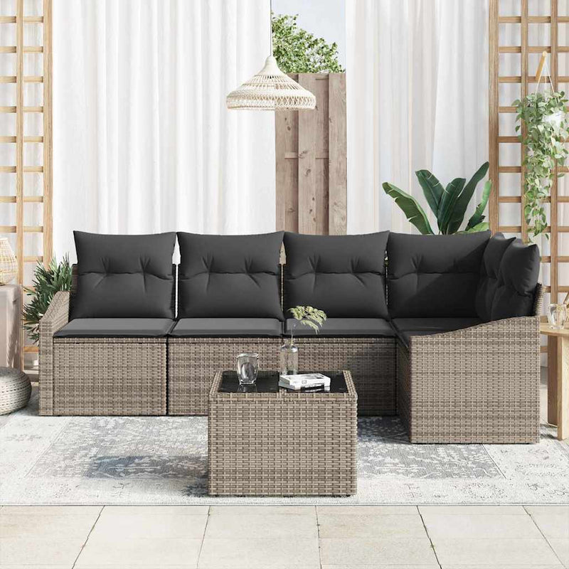 vidaXL Garden Dining Set with Cushion with Storage 6 pcs Light Grey
