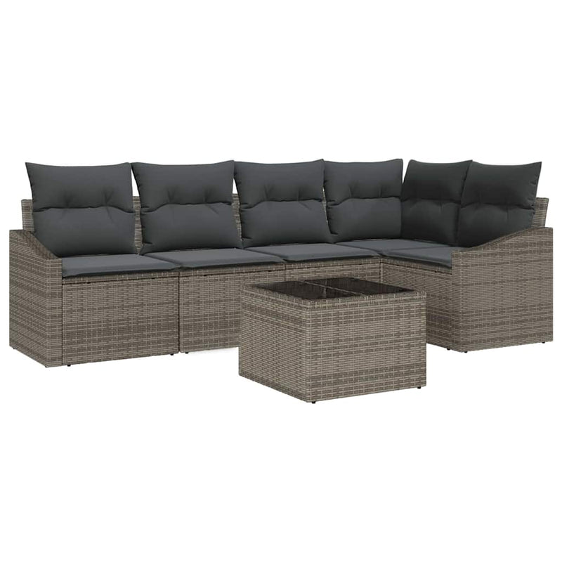 vidaXL Garden Dining Set with Cushion with Storage 6 pcs Light Grey