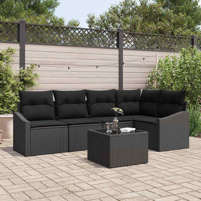 vidaXL Garden Dining Set with Cushion with Storage 6 pcs Black