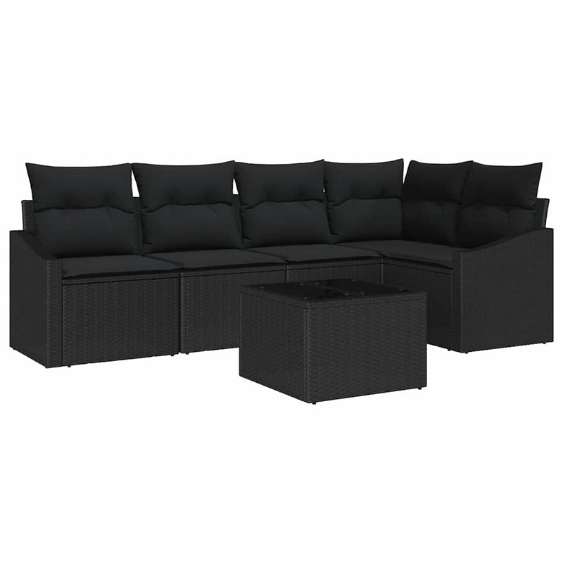 vidaXL Garden Dining Set with Cushion with Storage 6 pcs Black
