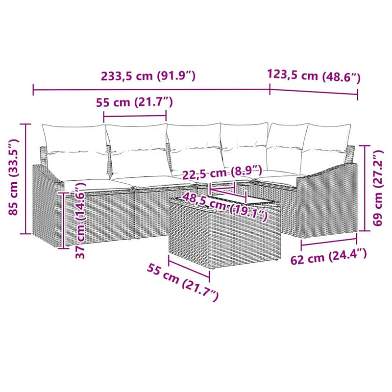 vidaXL Garden Dining Set with Cushion with Storage 6 pcs Black
