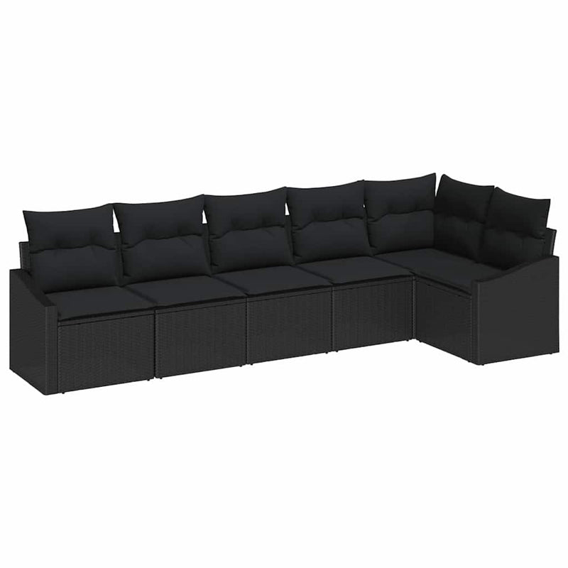 vidaXL Garden Dining Set 6 pcs Black Poly Rattan, Powder-Coated Steel
