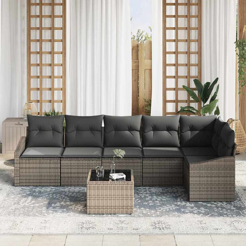 vidaXL Garden Dining Set with Cushion with Storage 7 pcs Light Grey