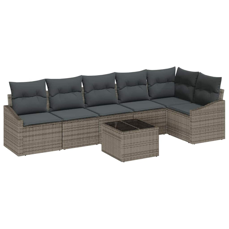 vidaXL Garden Dining Set with Cushion with Storage 7 pcs Light Grey