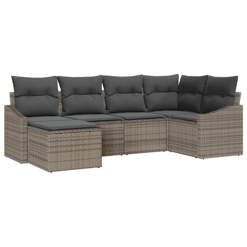 vidaXL Garden Dining Set 6 pcs Grey Poly Rattan, Powder-Coated Steel